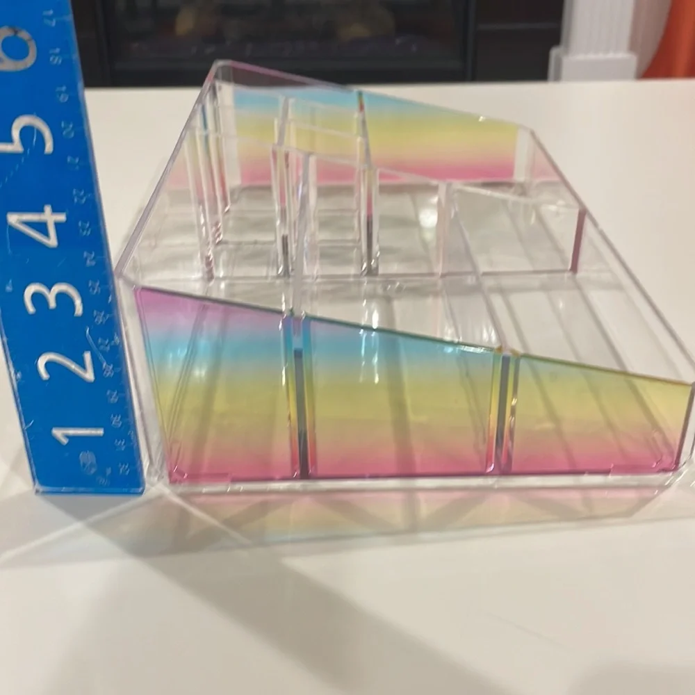 Kensie Multi-Purpose Organizer Clear Acrylic with Rainbow Color Sides